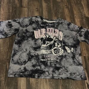 SHEIN Black and Gray Tie-Dye Short Sleeve Tee